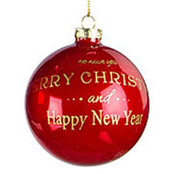 Χριστουγεννιάτικη Γυάλινη Μπάλα Κόκκινη, με Χρυσό "Merry Christmas" (10cm)